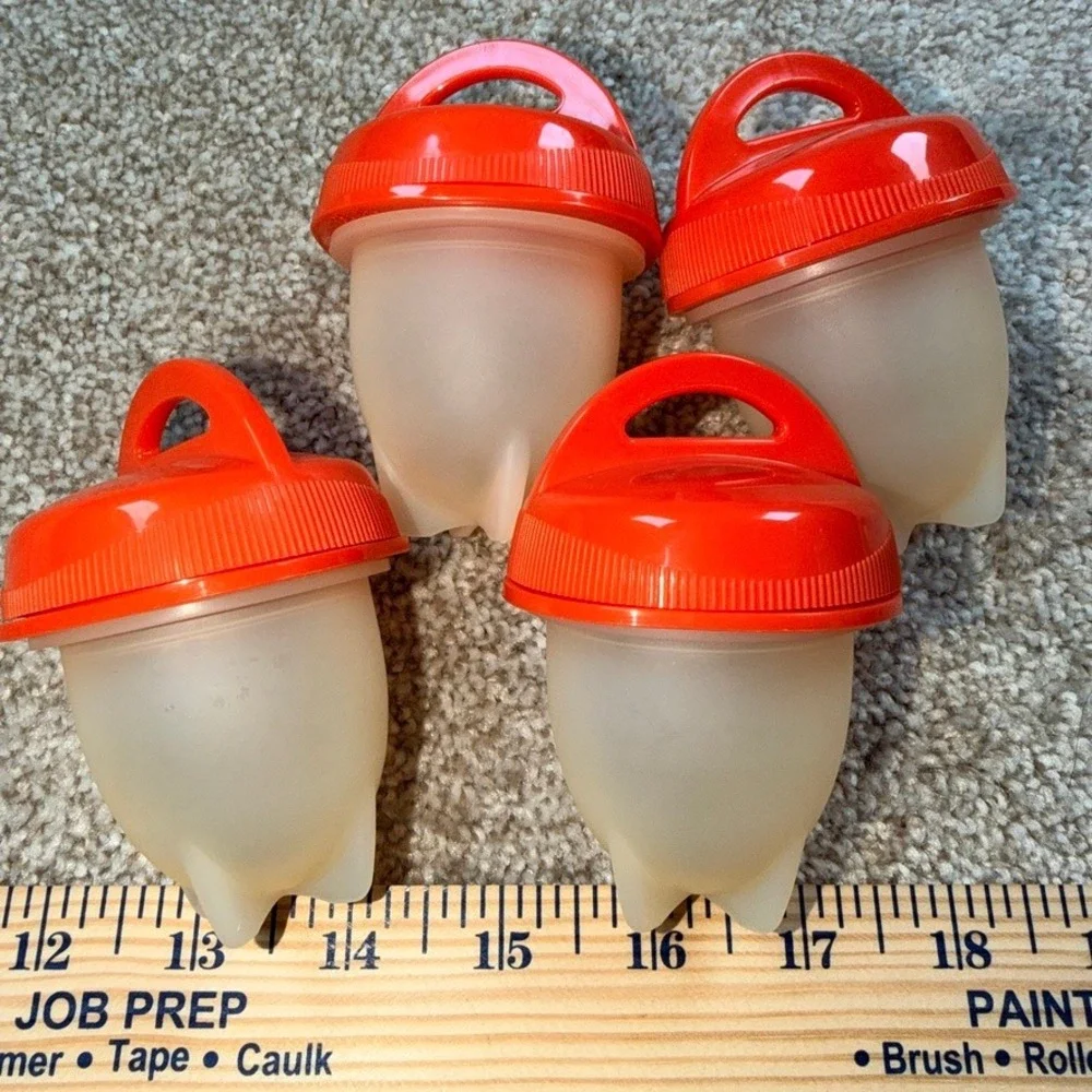 Egglettes Silicone Hard Boiled Egg Maker Set of 4 with Red Tray As Seen On TV